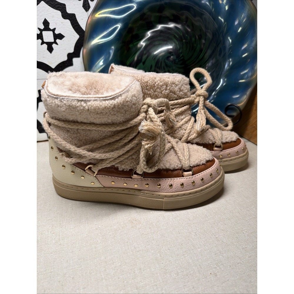 Preowned INUIKII Winter Sneaker Boots – Suede, Shearling Rubber Sole 37 US 6.5-7